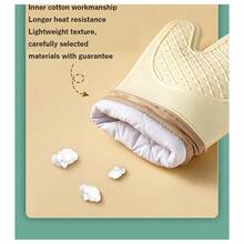 1pc Silicone Heat-Resistant Glove With Thickened Anti-Slip Design, Oven Mitts For Baking And Microwave, Kitchen Tool - Blue and White - View 6