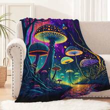 1pc. Fantasy Element Series, Mushroom Jungle Printed Flannel Fleece Blanket - Multicolor - View 4