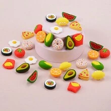 10pcs Fruit Silicone Focal Beads Avocado Sushi Mini Donut Multi-Size And Multi-Shape Perforated Silicone Rubber Decorative Beads, Used For Beading To Make Fruit Dessert Theme Jewelry, Holiday Gift Meaning Excellent Production Accessories - Fruit Decorative Beads - View 2