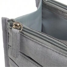 Large Capacity Makeup Bag, Fashionable Inner Storage Bag With Double Zipper For Organizing Cosmetics, Toiletries And Carrying - Grey - View 6