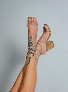 Women Heeled Sandals - Vàng - Xem 4