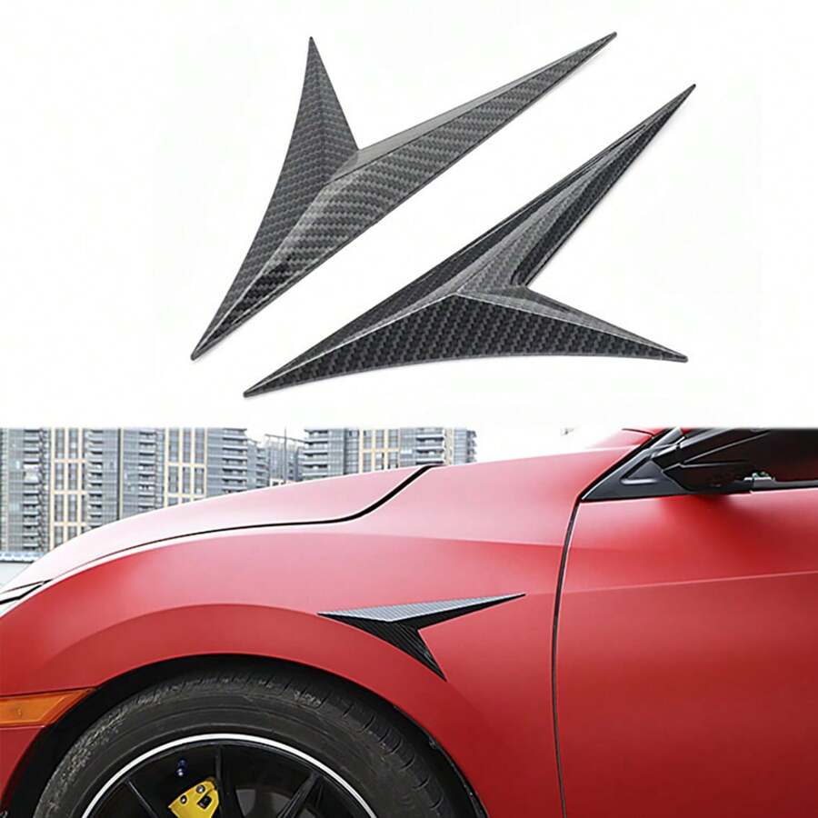 Kowaku 2-Piece Universal Car Side Vent Sticker – Black, PP Material With Electroplated Finish, Rust-Free, Easy Peel-and-Stick Application