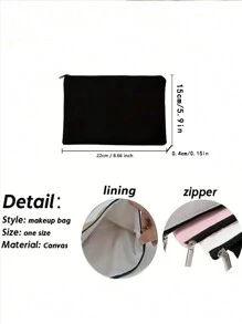字母印花化妆包黑色便携式洗漱包旅行化妆包化妆品收纳包化妆品收纳袋洗漱包浴室大学宿舍女生妈妈妈妈礼物化妆包 - 黑色 - 查看 7