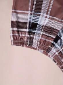 3pcs/Set Bear Pattern Top And Checker Shorts & Pants Home Outfit - Multicolor - View 5