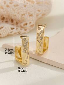 2024最新歐美風格,豪華的銅製微鑲立方氧化鋯工藝耳環,適用於女士的宴會/派對/節慶/商務/日常佩戴 - 誇張華麗風銅微鑲潮款YE0261 - 查看 6