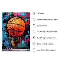 1pc Street Graffiti Basketball Poster Sports Art Painting Canvas Print Boy Teen Room Dorm Decoration,Frameless