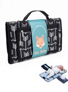 防水尿布更换垫适合户外使用，便携式婴儿尿布垫，可折叠，方便婴幼儿携带，也可作为新生儿尿布袋收纳袋 - 黑色 - 查看 1