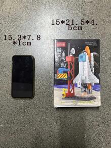 1set Miniature Model Space Rocket Building Blocks Toy Set , City Manned Aerospace Rocket Creative Building Blocks Suit , Suitable For Kids Assembling Building Toys And Educational Toys Room Decoration Christmas Gifts Color Block Color Blocks ,Building Bricks ,Kids Decoration Room ,Kids Space - Orange - View 2