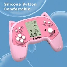 1入手提式遊戲機（帶俄羅斯方塊），迷你教育玩具遊戲機，適用於兒童 - 淺粉紅色 - 查看 6