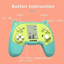 1入手提式遊戲機（帶俄羅斯方塊），迷你教育玩具遊戲機，適用於兒童 - 淺粉紅色 - 查看 4