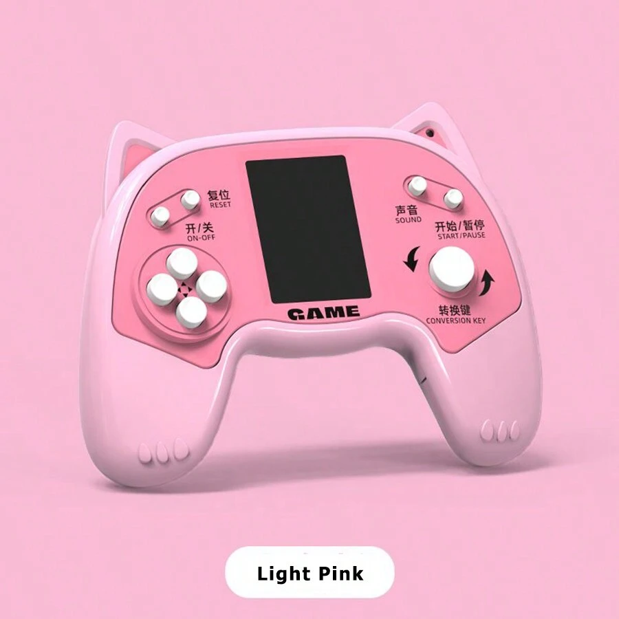 1入手提式遊戲機（帶俄羅斯方塊），迷你教育玩具遊戲機，適用於兒童 - 淺粉紅色 - 查看 1