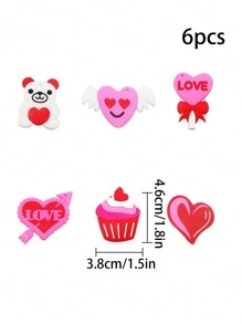 6pcs Valentine'S Day Heart Shaped Silicone Keychain - Perfect Small Gift For Family, Friends, And Kids At Valentine'S Day Party! - Multicolor - View 5