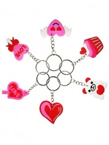 6pcs Valentine'S Day Heart Shaped Silicone Keychain - Perfect Small Gift For Family, Friends, And Kids At Valentine'S Day Party! - Multicolor - View 3