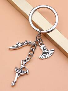 1pc Ballet Dance Keychain - Antique Silver - View 3