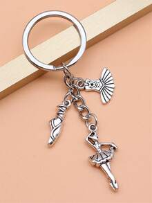 1pc Ballet Dance Keychain - Antique Silver - View 2