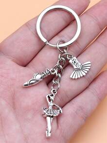 1pc Ballet Dance Keychain - Antique Silver - View 4