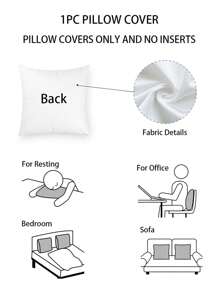 1pc Simple Christmas Text Print Pillow Cover Without Filling - Black and White - View 3
