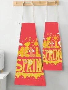 1pc Printed Linen Apron - Multicolor - View 4