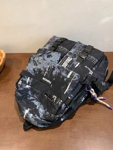 休閒對比專屬設計字母大容量背包,男女兼用的通勤上課背包,黑色背包,休閒日包男禮物情人節禮物 - 彩色 - 查看 7