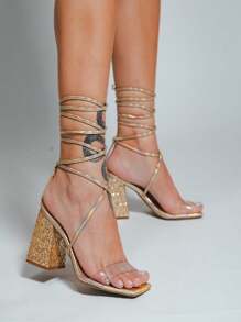 Women Heeled Sandals - Vàng - Xem 3
