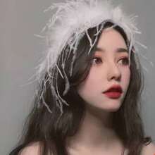 1pc Mori Style Black & White Feather Design Elegant All-Match Women's Hair Accessories Headband - Multicolor - View 3