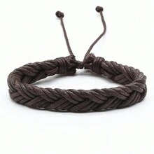 1pc Handmade Braided Bracelet For Men, Blue/Black/Coffee, Simple Gift - Black - View 6