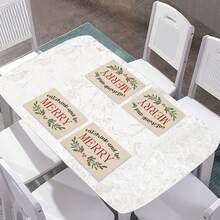 1pc Personalized Elegant Rustic Christmas Placemats, Faux Linen Placemats, Winter Floral Monogram Christmas Table Decor Set - Multicolor - View 6