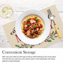 1pc Personalized Elegant Rustic Christmas Placemats, Faux Linen Placemats, Winter Floral Monogram Christmas Table Decor Set - Multicolor - View 4