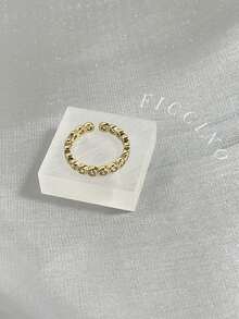 Ficcino Bead Setting Ring, Gold-Plated Design With Cubic Zirconia Stone And Adjustable Size, Valentine's Day And Anniversary Gift With Jewelry Box For Women - 404r - View 4