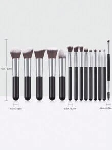 Juego de 14 piezas de brochas de maquillaje profesionales negras y plateadas de Findcolor, que incluye brocha para polvo, brocha de doble punta, brocha para sombra de ojos pequeña y grande, brocha para cejas, brocha para rubor en polvo, etc. Juego de herramientas cosméticas, perfecto para regalo, juego de brochas, kit de brochas de maquillaje, juego completo de maquillaje, juego de brochas de maquillaje, kit de maquillaje completo, juego de brochas, juego de brochas de maquillaje, juego de regalo de maquillaje, set - Negro - Ver 3