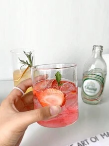 1入組簡約透明圓形直桿咖啡＆茶＆果汁玻璃杯,耐熱,適合早餐 - 無色 - 查看 1