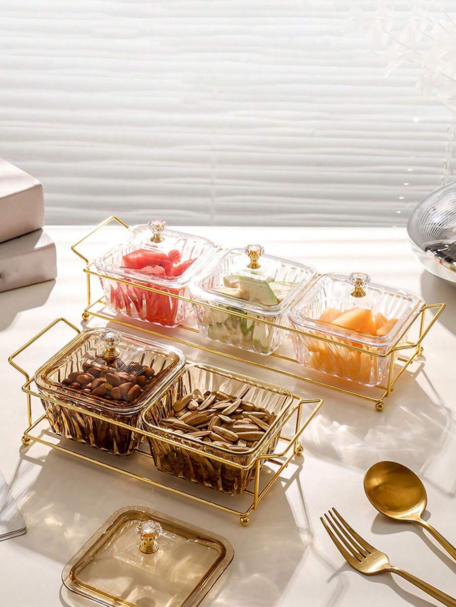 1pc Snacks, Candy And Dessert Divided Plate, Fruit Platter For Home And Parties, Various Sizes And Patterns Available - Amber - View 1