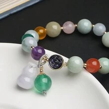 1pc Natural Multi-Gemstone Gourd Shaped Pendant Bracelet - Gourd Bracelet - View 3