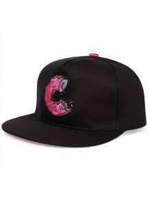 1pc Men's Baseball Cap With Donut Embroidery, Outdoor Sport Hat For Spring And Summer Travel Accessories - Black - View 1