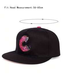 1pc Men's Baseball Cap With Donut Embroidery, Outdoor Sport Hat For Spring And Summer Travel Accessories - Black - View 4