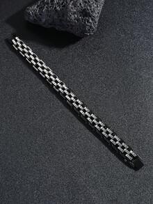 1pc Men's Stainless Steel Chain Watchband Thick & Fashionable Chain Bracelet Accessory - Multicolor - View 3