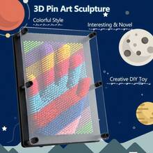 1pc Random Color 3D Needle Art Board, Colorful Plastic 3D Needle Sculpture, Suitable For Painting Handprints Or Facial Contour Art Decoration (Black Small Size) - Multicolor - View 2