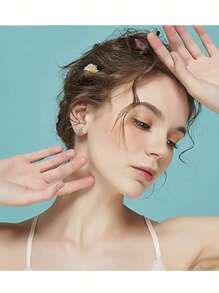 18g*6mm棒長鑲嵌鑽石眉毛穿刺 - 金黃色 - 查看 4