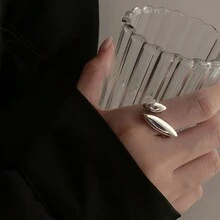 1 件时尚不对称开口戒指，适合女士，简单且可调节，珠宝礼物 - 金色 - 查看 5