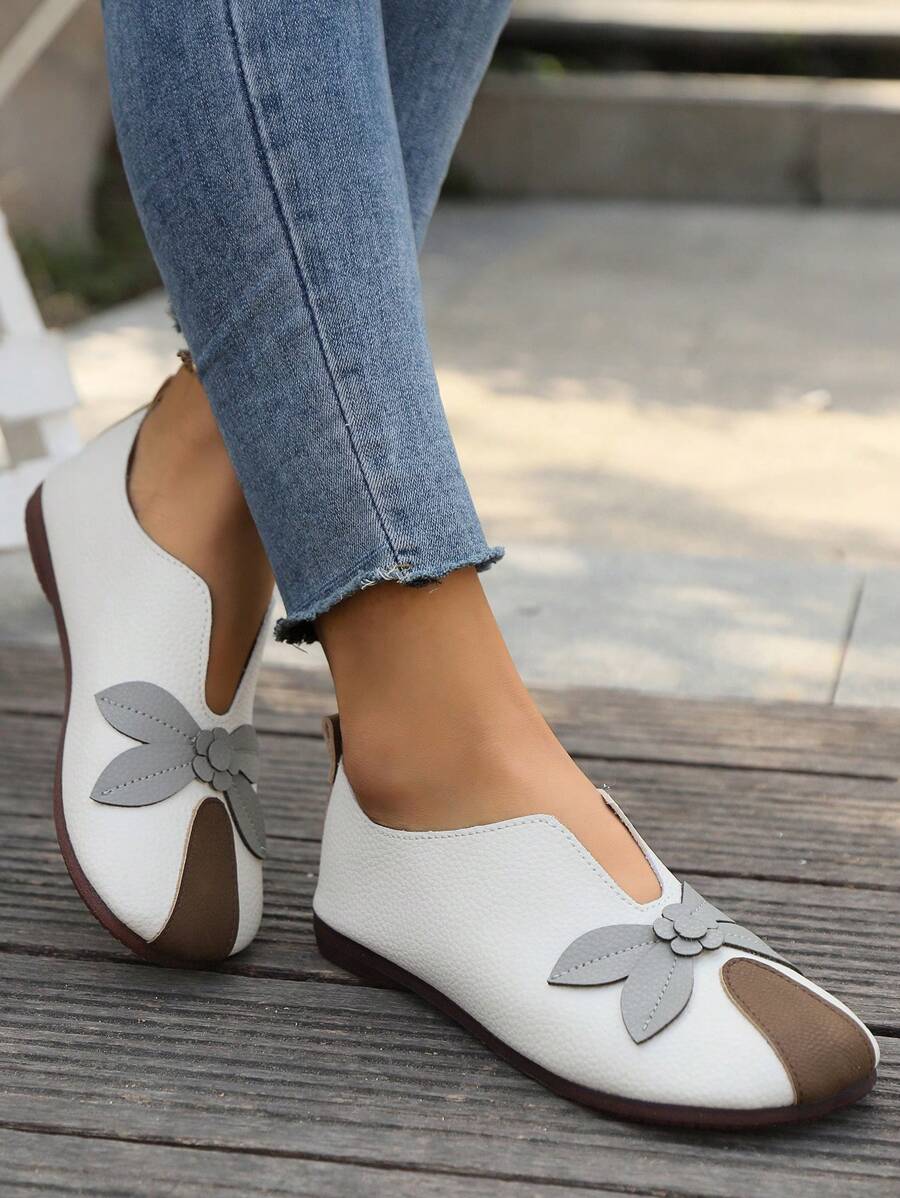 Giày lười đế thấp cổ điển cho con bú, cỡ lớn, hàng mới về cho mùa thu - Màu be - Xem 1