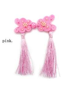 3pcs Butterfly & Tassel Decoration Polyester Button For Clothing, Cheongsam Clasp - Blue - View 4