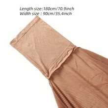 1入女士連帽頭巾,純色褶皺傑西內突厥頭巾,日常即時頭巾黑色 - 駝色 - 查看 4