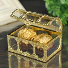 1pc European Style Hollow Out Gold Candy Box, Creative Wedding Favor Box, Silver - Multicolor - View 3