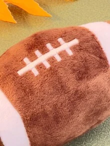 1pc Brown Football Dog Toy With Sound For Stress Relief And Chewing, Pet Plush Toy For Teeth Cleaning, Suitable For Dogs And Cats Only - Brown - View 5