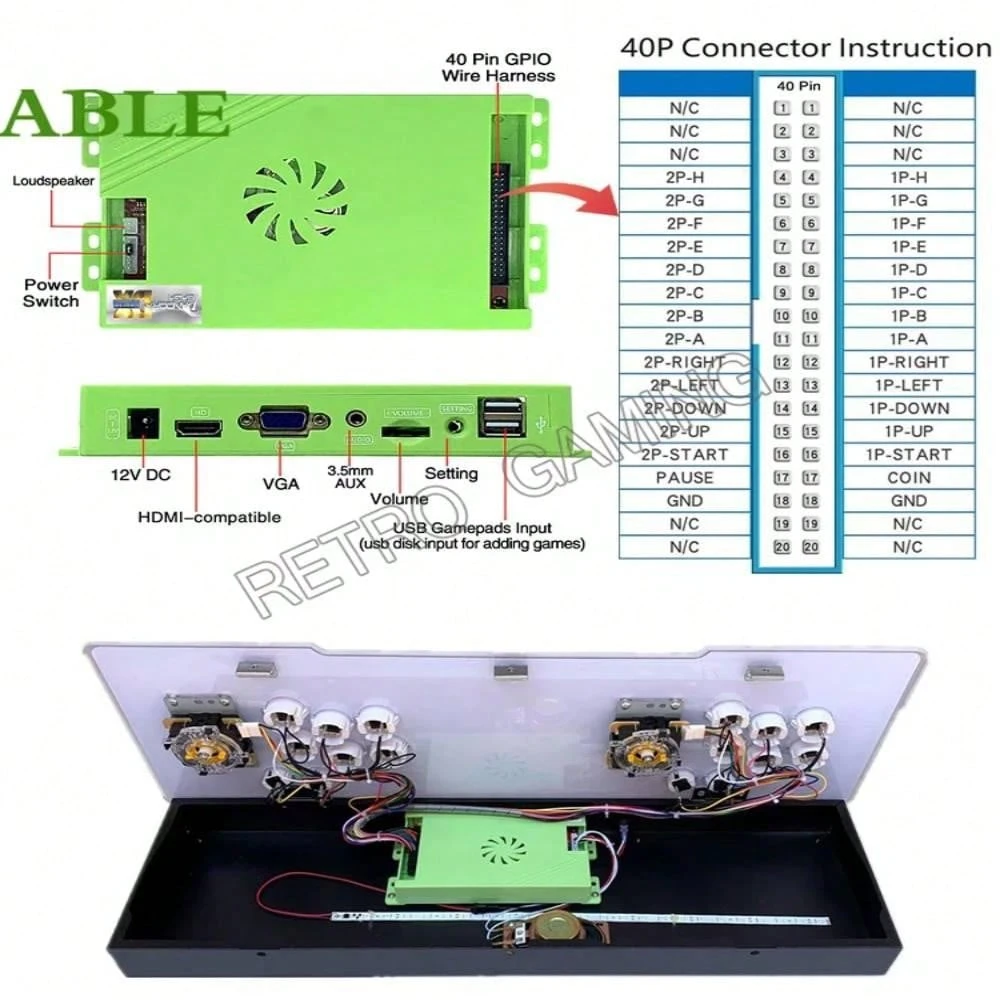 Kit Pulsanti Arcade Stile Americano Con Microswitch – 2 Pulsanti In Nylon Per Macchine Da Gioco E Pannelli Di Controllo