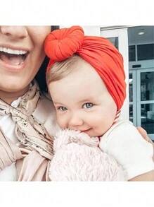 Newborn Infant Baby Girls Solid Color Hat Knotted Turbans Cap Headwear Baby Photography Props Hat,Color Random - Multicolor - View 2