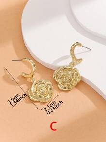 1 对多种款式可选个性化心形、水滴形、花朵形、太阳形、竹结形耳环适合女性日常佩戴 - 彩色 - 查看 5