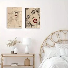 Set Of 6 Literary Retro Fresh Living Room Background Wall Modern Minimalist Abstract Light Luxury Decorative Paintings For Bedroom, Dining Room - A - View 3