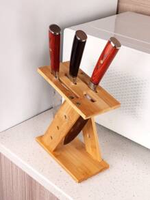 1 Pieza Soporte De Cuchillos De Bambú Do It Yourself (diy) Y Estante De Almacenamiento De Herramientas De Cocina - Multicolor - Ver 3