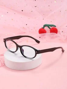 1 件男女通用儿童复古椭圆形黑色眼镜 - 黑色 - 查看 2